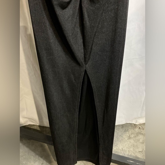 Black Halter Neck Ruched Side Slit Maxi Dress Gown Evening Party Formal sz M - Picture 9 of 10